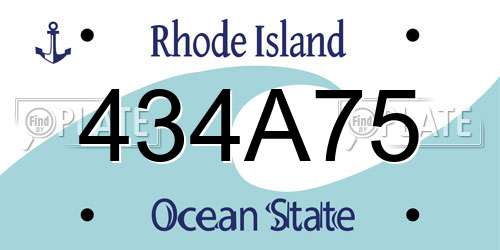 434A75 Rhode Island License Plate