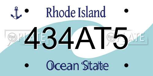 434AT5 Rhode Island License Plate