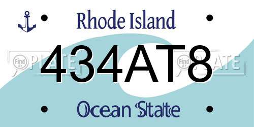 434AT8 Rhode Island License Plate