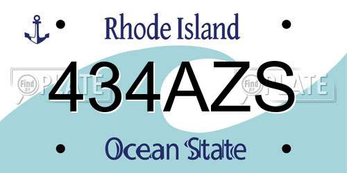 434AZS Rhode Island License Plate