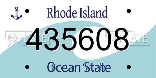 435608 Rhode Island License Plate