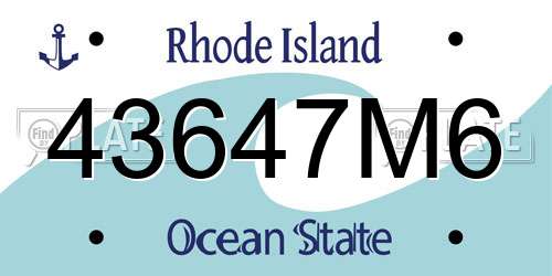 43647M6 Rhode Island License Plate