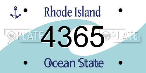 4365 Rhode Island License Plate