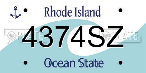 4374SZ Rhode Island License Plate
