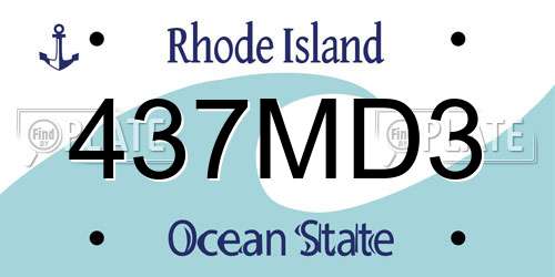 437MD3 Rhode Island License Plate