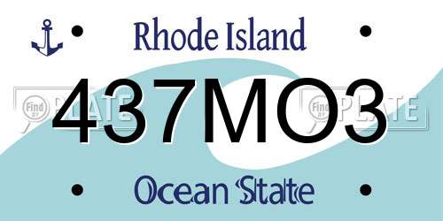 437MO3 Rhode Island License Plate