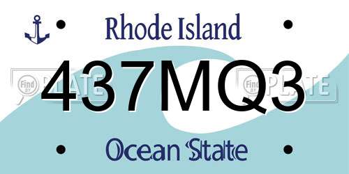 437MQ3 Rhode Island License Plate