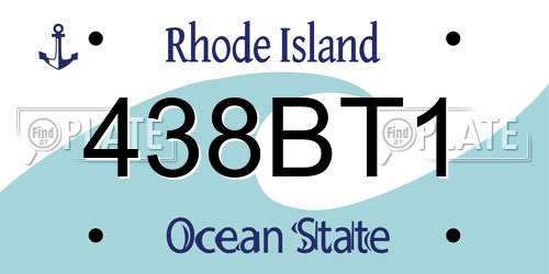 438BT1 Rhode Island License Plate