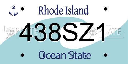 438SZ1 Rhode Island License Plate