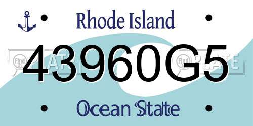 43960G5 Rhode Island License Plate