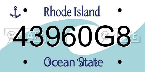 43960G8 Rhode Island License Plate