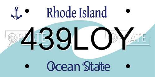 439LOY Rhode Island License Plate