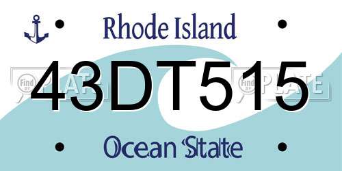 43DT515 Rhode Island License Plate