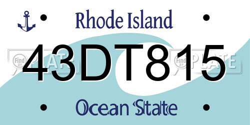 43DT815 Rhode Island License Plate