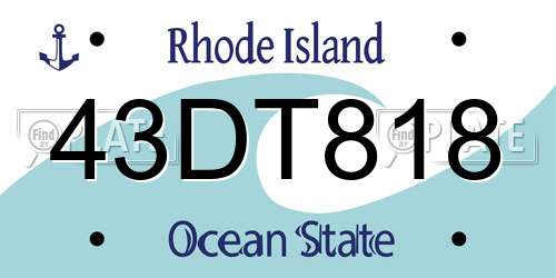 43DT818 Rhode Island License Plate