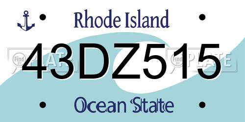 43DZ515 Rhode Island License Plate