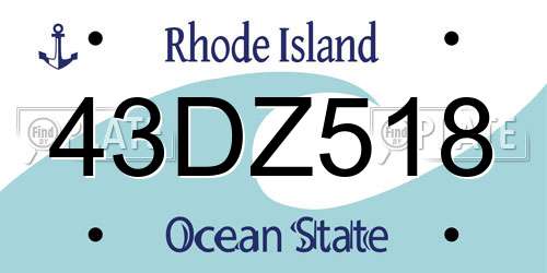 43DZ518 Rhode Island License Plate