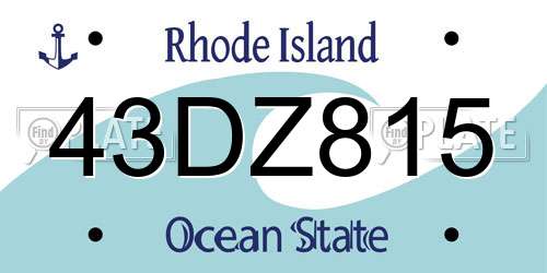 43DZ815 Rhode Island License Plate