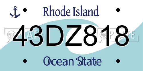 43DZ818 Rhode Island License Plate