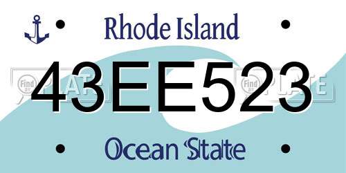 43EE523 Rhode Island License Plate