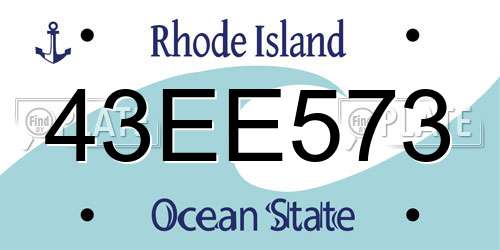 43EE573 Rhode Island License Plate