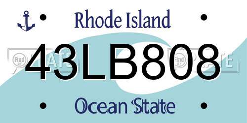 43LB808 Rhode Island License Plate