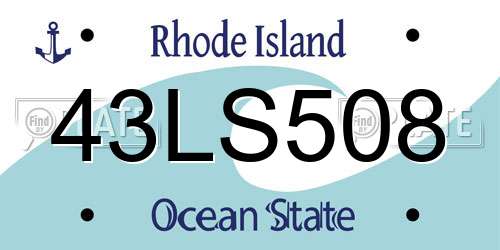 43LS508 Rhode Island License Plate