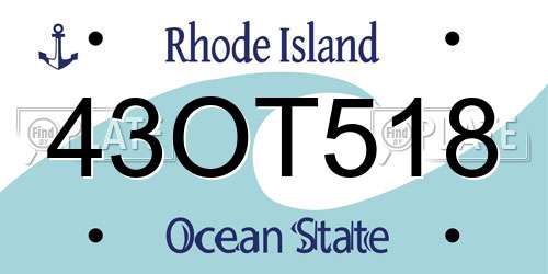 43OT518 Rhode Island License Plate