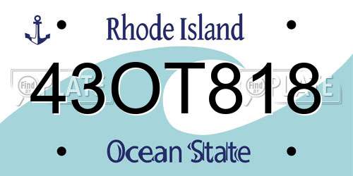 43OT818 Rhode Island License Plate