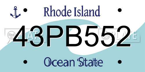 43PB552 Rhode Island License Plate