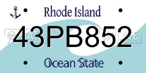 43PB852 Rhode Island License Plate