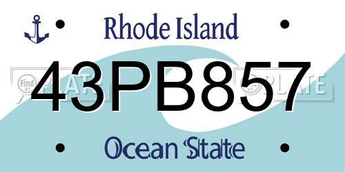 43PB857 Rhode Island License Plate