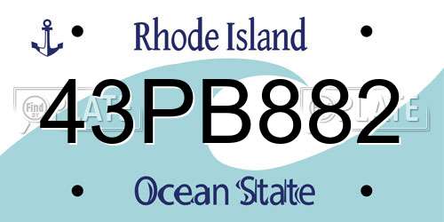 43PB882 Rhode Island License Plate