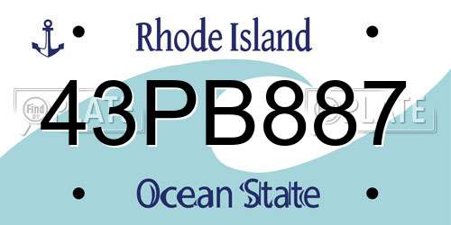 43PB887 Rhode Island License Plate