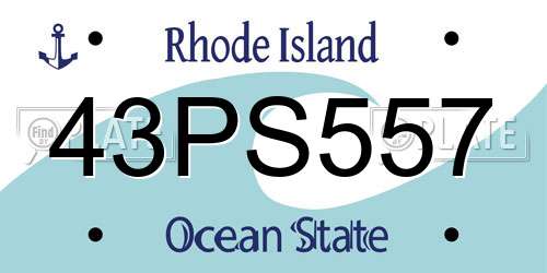 43PS557 Rhode Island License Plate