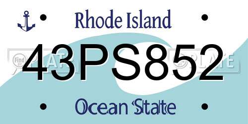 43PS852 Rhode Island License Plate