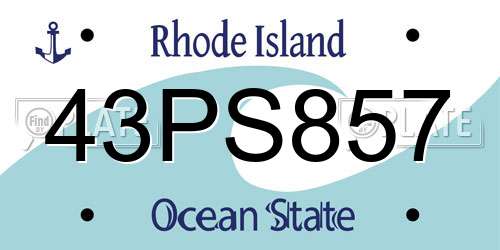 43PS857 Rhode Island License Plate