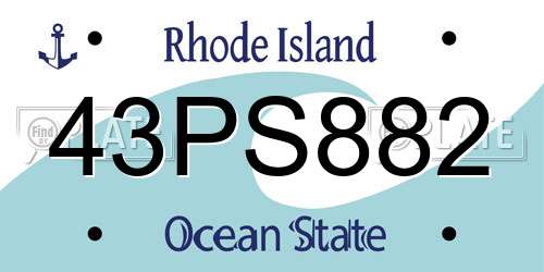 43PS882 Rhode Island License Plate