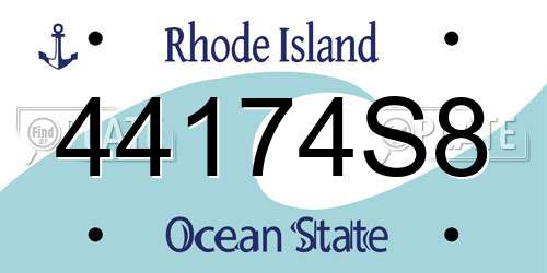 44174S8 Rhode Island License Plate