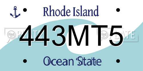 443MT5 Rhode Island License Plate