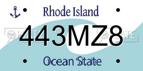 443MZ8 Rhode Island License Plate