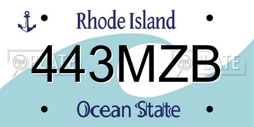 443MZB Rhode Island License Plate
