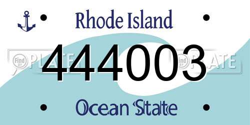 444003 Rhode Island License Plate