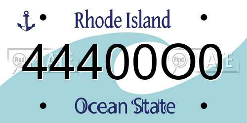 44400O0 Rhode Island License Plate