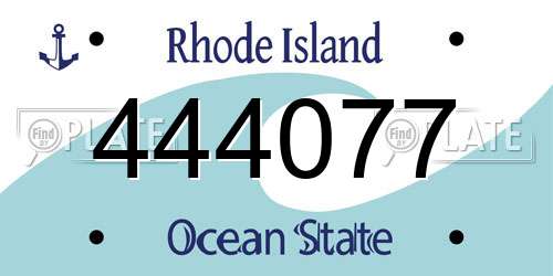444077 Rhode Island License Plate