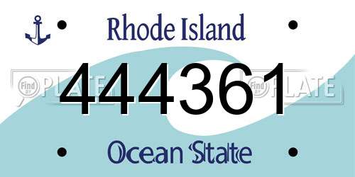 444361 Rhode Island License Plate