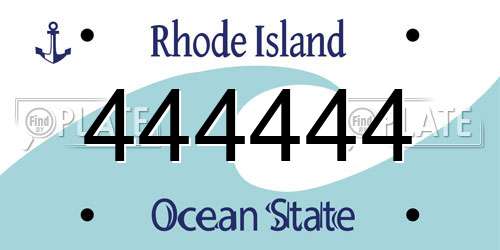 444444 Rhode Island License Plate