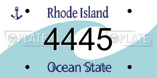 4445 Rhode Island License Plate