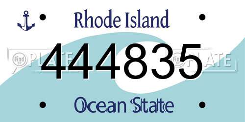 444835 Rhode Island License Plate