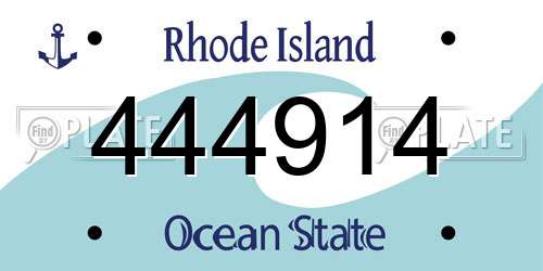444914 Rhode Island License Plate